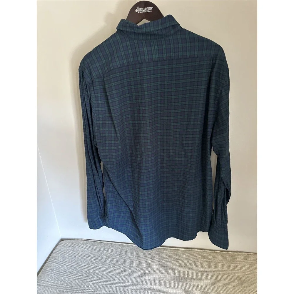 Polo Ralph Lauren Mens XL Slim Fit Blackwatch Plaid Button Down Shirt Navy Green